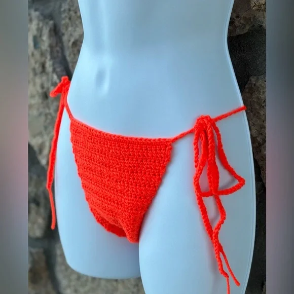 Vibrant Orange Crochet Bikini Set - Picture 10 of 12